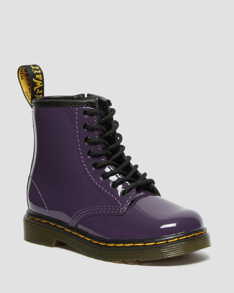 Kids\' Dr Martens Toddler 1460 Patent Leather Lace Up Boots Purple | AU 702DFM